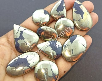 Natural Apache Gold Pyrite Gemstone Cabochon - AAA Quality Golden Pyrite Mixed Assorted lot - Multi Jewelry Making Stone - Loose Gemstone
