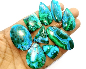 Natural Chrysocolla Malachite Gemstone Cabochon - AAA Chrysocolla Malachite Mixed Assorted lot - Multi Jewelry Making Stone - Loose Gemstone