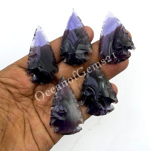 Natural 5 Piece Purple Amethyst Arrowhead Cabochon Gemstone - Purple Amethyst Crystals - Spear Head Arrowhead - Cabochon Loose Gemstone