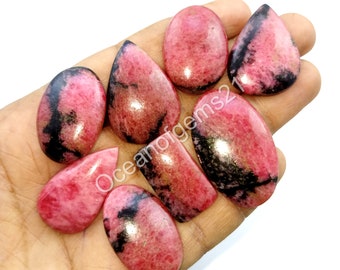 Natural Rhodonite Gemstone Cabochon - AAA Rhodonite Mixed Assorted lot, Rhodonite cabochon lot - Multi Jewelry Making Stone - Loose Gemstone