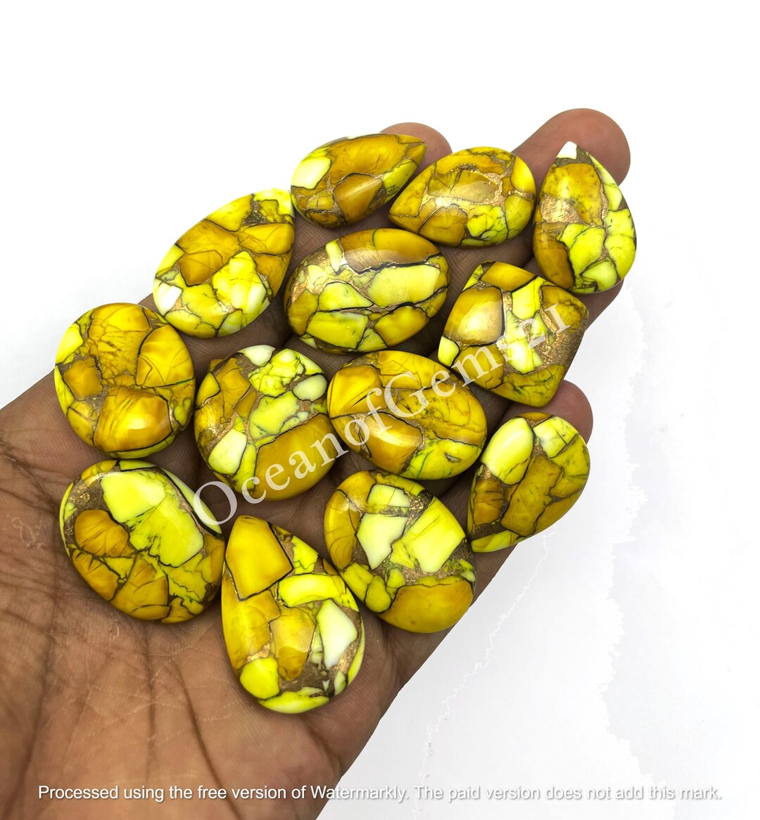 Yellow Copper Names Rare Yellow Copper Mohave Turquoise Gemstone Cabochon - Yellow Copper ...