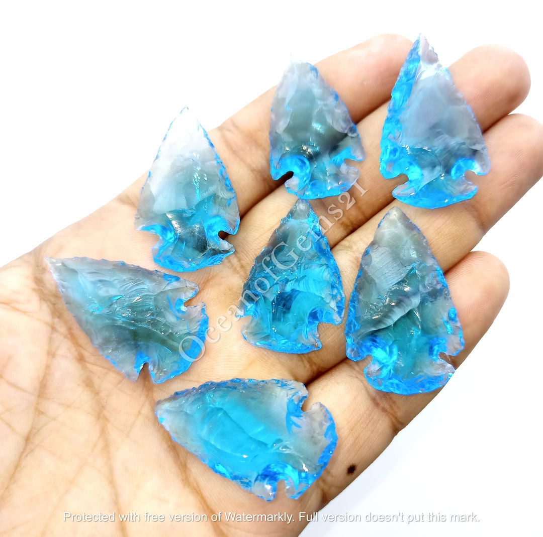 Blue Topaz Arrowhead, Blue Topaz Manmade Stone BT Arrowhead / Aero Head Crystals, Gemstone