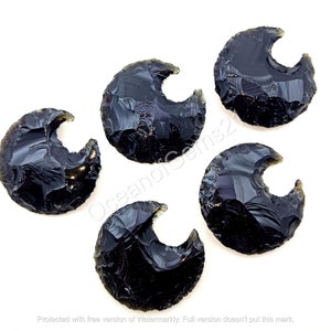 Obsidian Moon, Black Obsidian Heated carved Moons, Glass Stone, AAA Opalite, Crescent Shape, Moon carving, Opalite Gemstone, Jewelry Stone