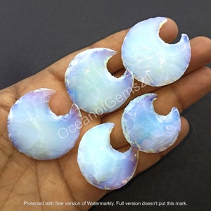 AAA Quality Opalite Moon, Opalite, Opalite Crescent shape, Moon Jewelry, Moon Shape Glass Stone Cabochon, gemsforsale, Loose Gemstone