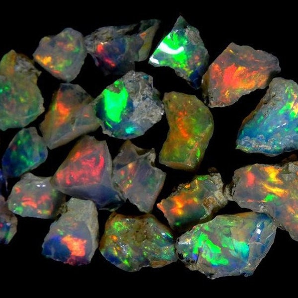 Natural Ethiopian Opal Raw Gemstone- Fire opal -  Reiki Crystals and Healing Stones, Energy Crystals Ethiopian Opal Rough - Loose Gemstone