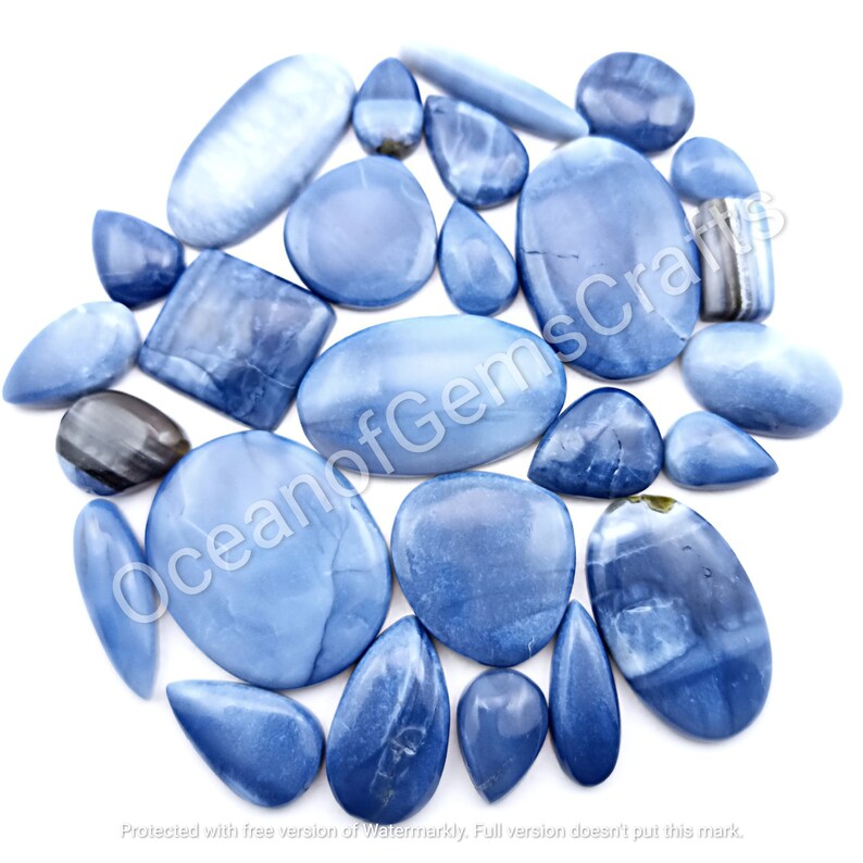 Natural Owyhee Blue Opal Cabochon Gemstone - Owyhee Blue Opal cabochon, Blue opal gemstone, Gemstone For Making Jewelry - Loose Gemstone lot image 2