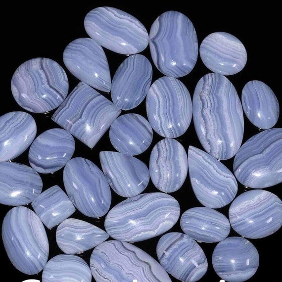Natural Blue Lace Agate Gemstone Cabochon - Blue Lace Agate cabochon - Mixed Assorted lot - Multi Jewelry Making Stone - Loose Gemstone