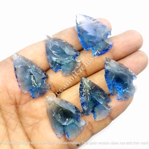 Blue Topaz Arrowhead Glass Stone Blue Topaz Man-made, Arrowhead Crystal -Arrowhead glass, Gemstone Arrow Heads - Cabochon Loose Gemstone Lot