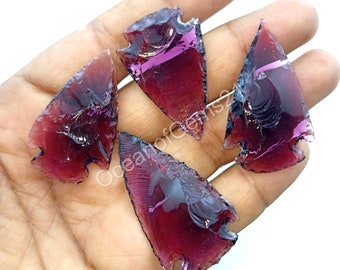 Amethyst Arrowhead, Purple Amethyst Heated, Glass Stone / Aero Head Crystals, Gemstone Arrow Head / Opalite Spear Heads - Spear arrow