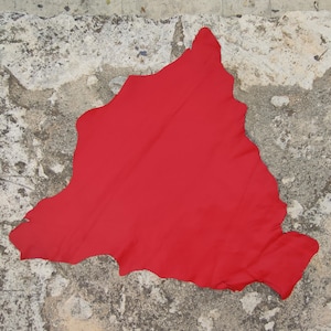 Pelle di canguro rosso vivo, conciata al vegetale, pelle pieno fiore morbida e resistente, materiale per bricolage, spessore 0,7-1,1 mm.