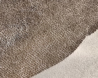 Light gold metallic fabric textured genuine italian leather hides