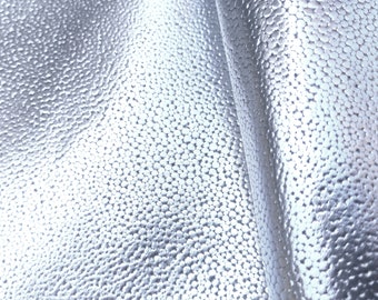 Reflective light silver metallic genuine kangaroo leather hide, embossed luxury italian pieces for jewelry crafts
