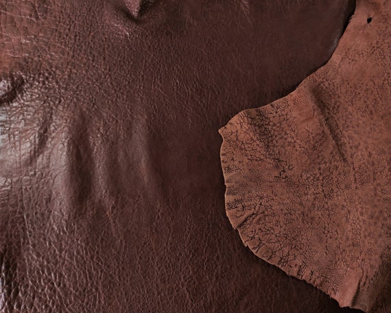 Brown Veg Tan Full Grain Goatskin, Vintage Soft Elephante Italian