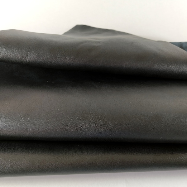 Black kangaroo leather whole hide chrome tanned, full grain luxury soft and strong leather, DIY craft supply, 0.7-1.2 mm thick