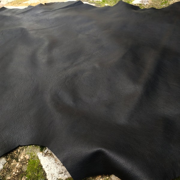 Cuir de kangourou noir mat, tannage végétal, cuir pleine fleur de luxe doux et solide, fournitures pour travaux manuels, 0,7-1,3 mm d'épaisseur