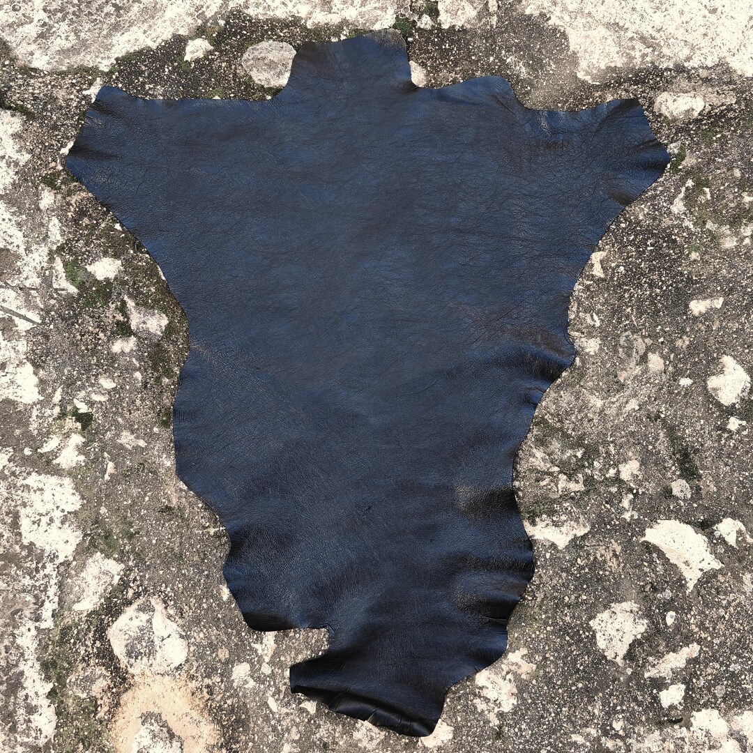Shiny Black Veg-tanned Kangaroo Leather Whole Hide, Luxury Thin and ...