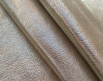 Light gold vintage metallic genuine deer hide, veg tan full grain natural leather for diy crafts