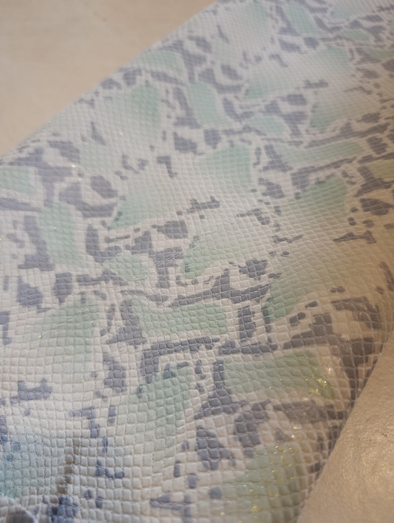 Turquoise Snake Patterned Turquoise-gray Embossed Snake Pattern, Sheep Hide - Etsy