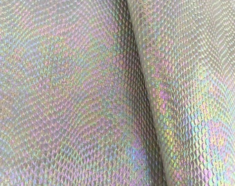 Rainbow iridescent snake embossed leather sheets, colorful genuine italian pieces for crafts, holographic jewelry supplies for earrings