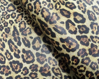 Leopard textured sheep hides, genuine animal print leather fabric supplies, pieces for diy crafts
