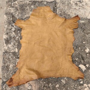 Natural tan brown vegetable tanned full grain soft leather hides, thickness 0.6 - 0.9 mm