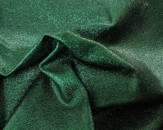 Dark green metallic soft genuine leather sheets, luxury fabric textured italian pieces for crafts, diy supplies