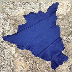 Pelle di canguro blu intenso, pelle pieno fiore conciata al vegetale, morbida e resistente, materiale per bricolage, spessore 0,8-1,2 mm