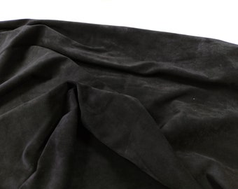 Black split Italian suede wholesale hides, black thin calf leather, genuine cowhide, 0.8mm / 0.03 inch thick