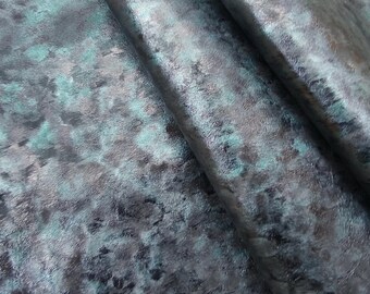 Green black textured metallic leather pieces for crafts, supplies for jewelry bags and purses