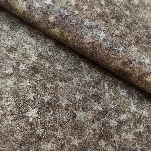 Bronze metallic star embossed suede sheets, genuine italian textured leather pieces   supplies for jewelry, 1 - 1.1 mm thick