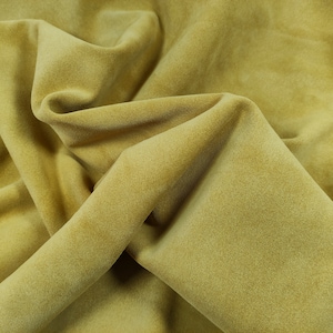 Mustard yellow split Italian suede leather hide 1 to 1.2 mm thick, yellow calf suede leather, cowhide genuine leather
