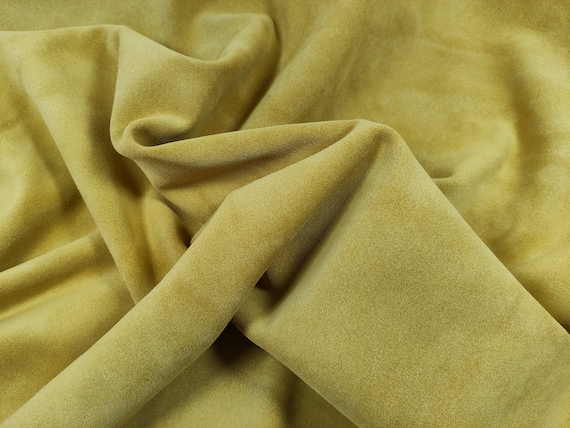 Mustard yellow split Italian suede leather hide 1 to 1.2 mm thick, yellow calf suede leather, cowhide genuine leather