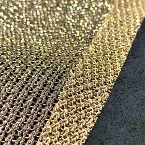 Luxury metallic gold chain lace on kangaroo leather pieces for crafts, italian textured fishnet leather sheets for earrings