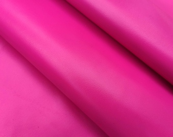Hot pink full grain genuine sheep hides, soft leather fabric for purses, supplies for jewelry crafts, thickness 0.8-1.2 mm