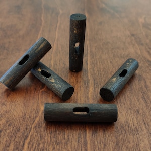 Dark brown olive wood 45mm large toggle buttons for coats and crafts