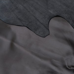 Pelle di mucca nera pieno fiore, forniture di pelle per utensili per tappezzeria a grana superiore, pelle spessa conciata al vegetale per borse