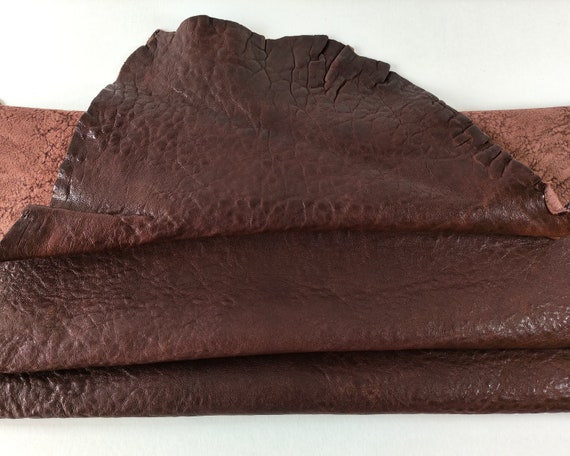 Brown Veg Tan Full Grain Goatskin, Vintage Soft Elephante Italian