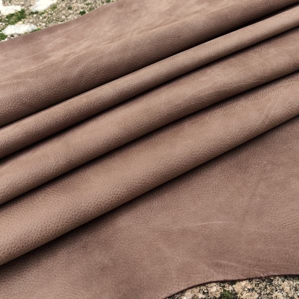 Natural brown italian nubuck calfskin leather,  whole veg tan calf hide , soft tan calfhide 0.8mm - 1mm thick