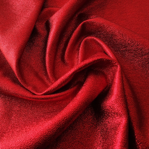 Metallic red premium italian leather pieces, soft fabric textured calf sheets for crafts, diy supplies