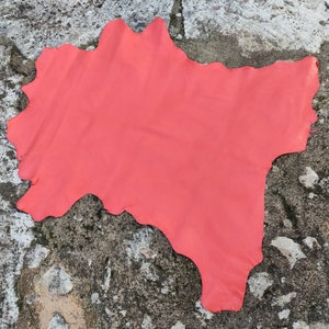 Veg tan full grain coral pink deer hide, luxury vegetable tanned genuine leather craft supplies