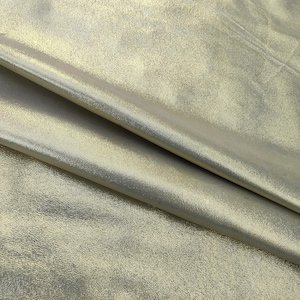 Tecido de couro fino de canguru metálico amarelo dourado, glitter vegetal bege, material para artesanato, 0,6-0,7 mm de espessura