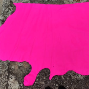 Hot neon pink wholesale leather hide, genuine italian real calf fabric, DIY crafts, 0.8 - 1.1 mm thick