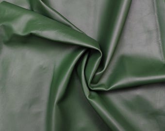 Piezas de piel de oveja napa suave genuina verde oliva, suministros de cuero de oveja a la venta, 0,9 mm de espesor