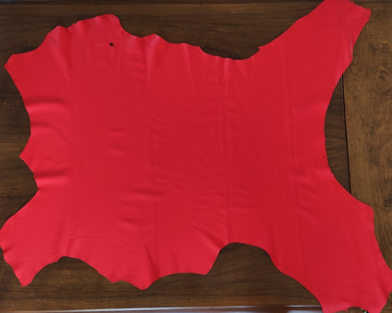red genuine deer leather hide