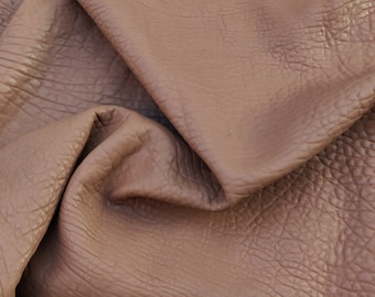 Beige veg tan full grain goatskin, vintage soft tan brown elephante Italian leather, goat leather for crafts, bookbinding leather