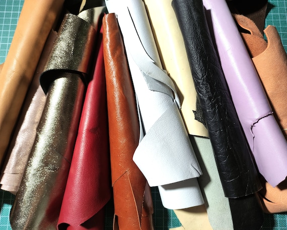 MIX Leather Scraps Colorful Leather Fabric Pieces Precut DIY