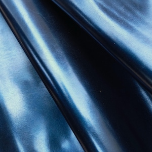 Pelle di capra lucida color blu scuro, pelle pieno fiore sottile, forniture per l'artigianato