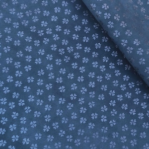 Blue clover textured suede sheets, genuine italian leather fabric pieces for DIY arts and crafts, 1 - 1.1 mm thick
