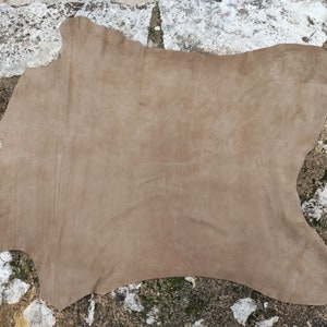Natural beige nubuck genuine italian leather, full grain soft tan whole real calf hide, 0.9 mm thick