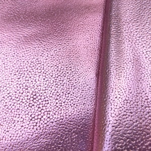 Metallic pink luxury textured leather hide, italian embossed genuine kangaroo pieces for jewelry crafts and earrings